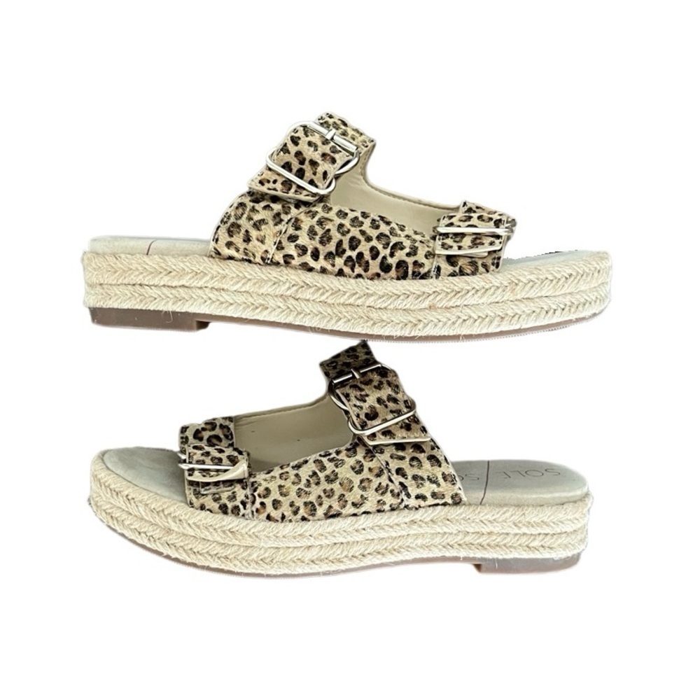 Sole Society Sandals‎ Women's 9 Vanyah Calf Hair Animal Print Jute Espadrille